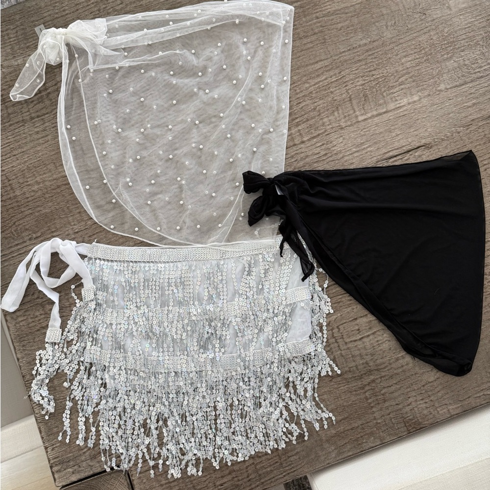 SHEIN set of 3 side tie skirt cover ups all one size fits most-medium